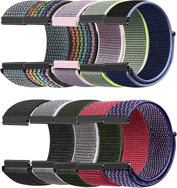 10 Paket Naylon Bant ile Uyumlu 16mm 18mm 19mm 20mm 22mm Saat Bantları Hızlı Bırakma Yedek Bileklik Kadın Erkek için, Ayarlanabilir Spor Esnek Örgülü Solo Döngü Kayışı