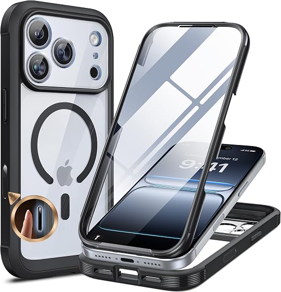 Miracase for iPhone 17 Pro Case,Full Body Bumper and Glass Screen Protector