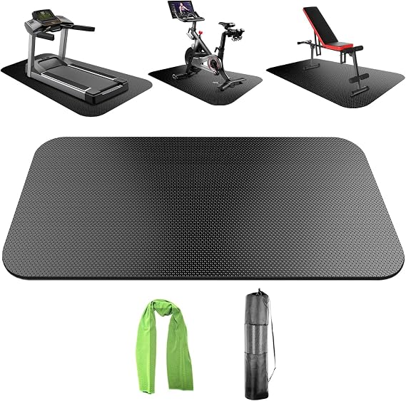 Exercise Equipment Mat - Treadmill Mat, Exercise Bike Mat, Fitness Mat, Elliptical Mat, Jump Rope Mat, Yoga Mat, Gym Mat Use on Hardwood Floors and Carpet Protection (X-Large-71"x30)