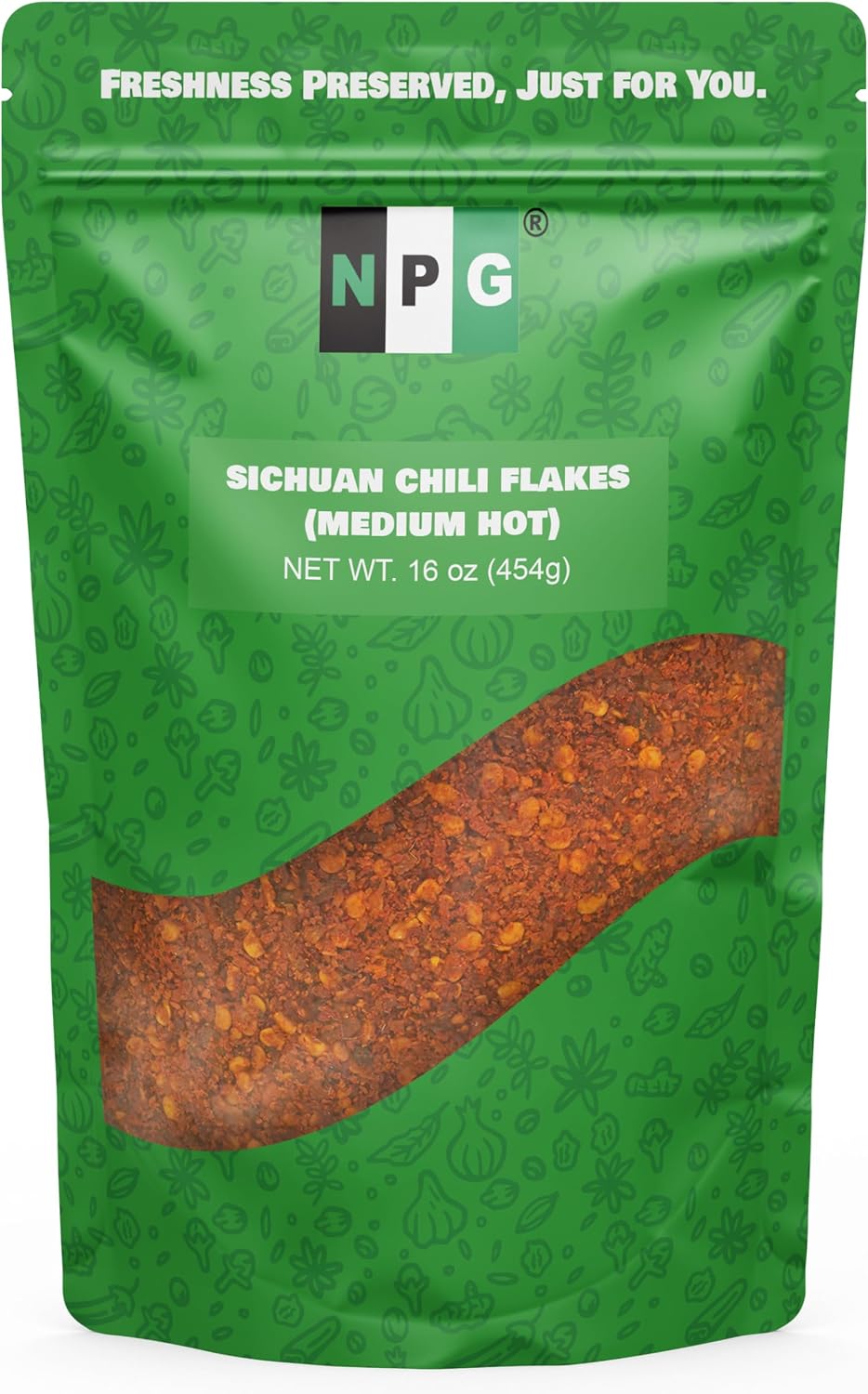NPG Authentic Sichuan Chili Flakes 16 Ounces, Medium Hot, Szechuan Crushed Red Pepper Flakes Bulk, Essential Spice Seasoning for Making Kimchi, Chili Oil, Stir-fry, Pizza, Salads, and Tacos