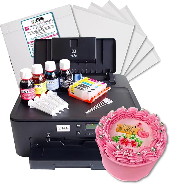 EPS Edible Printer Kit for Cakes with Edible Ink, Cartridges & Icing Sheets