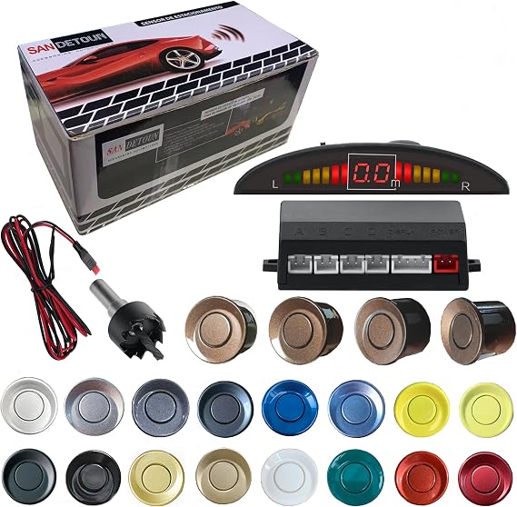 Parking Sensor Kit Backup Sensor Kit Reverse Sensor for Car 20 Color Options for Probes Adjustable Alarm Volume Professional Sensore de Reversa para Carro Safe Driving Assistant(Brown)