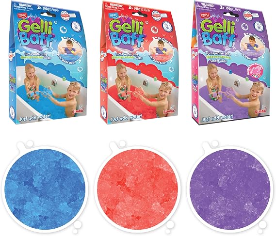 ZIMPLI 3 x Gelli Baff Bundle, Blue, Red & Bubblegum, Magically turns water into thick, colourful goo, Birthday toys for boys girls 4 5 6 7 8 9