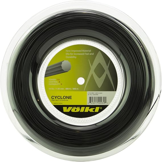 Volkl Cyclone Tennis String - 200m Reel, Color- Black, Gauge- 1.30mm