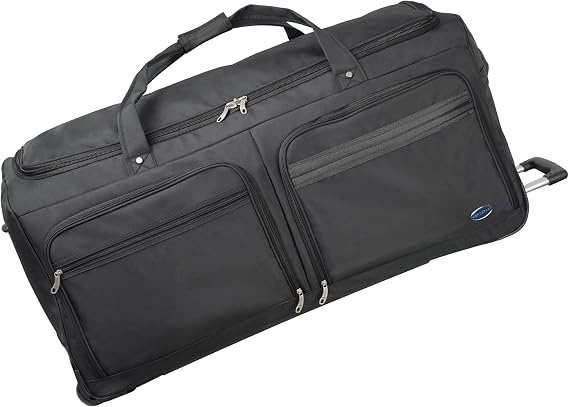 Aerostar 40" XXL Extra Large Lightweight Duffle 3 Wheel Travel Bag Holdall Suitcase Check-in Luggage Ironpath (194L, Black)