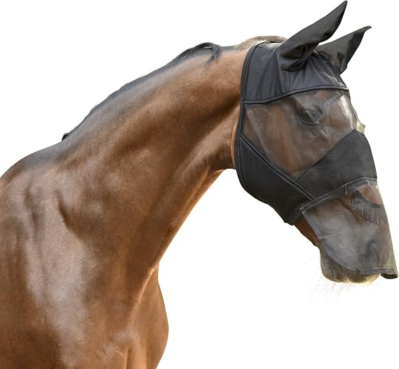 Kerbl 321274 Fly Mask Including Nose-Ridge and Ear Protection for Warmblood Horses