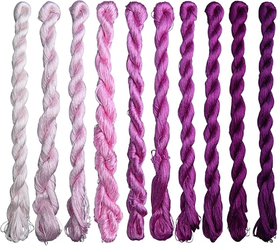 Natural 100% Silk Thread, Handmade Embroidery Thread, Silk Embroidery Thread 1100 Metres, 10 Colors (65)