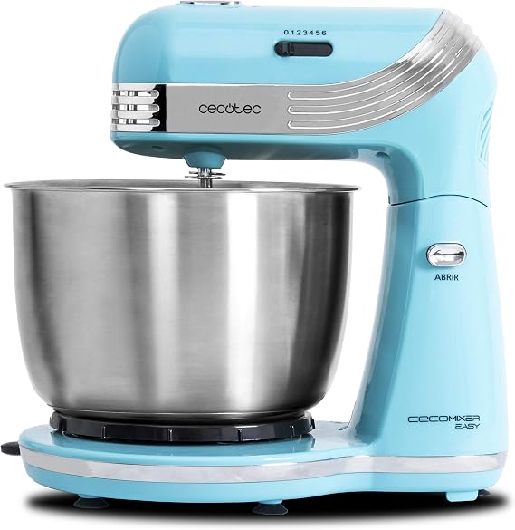 Cecotec Cecomixer Easy Mixer, 250 W, Orbital Movement, Capacity 3 L, Steel Bowl, 5 Functions: Knead, Beat, Mix, Mount, Emulsify, 6 Speeds, Blue