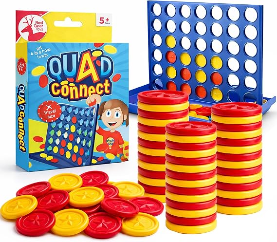 SOL 4 in a Row Travel Game - Mini Connect Strategy Board Game, 42 Counters