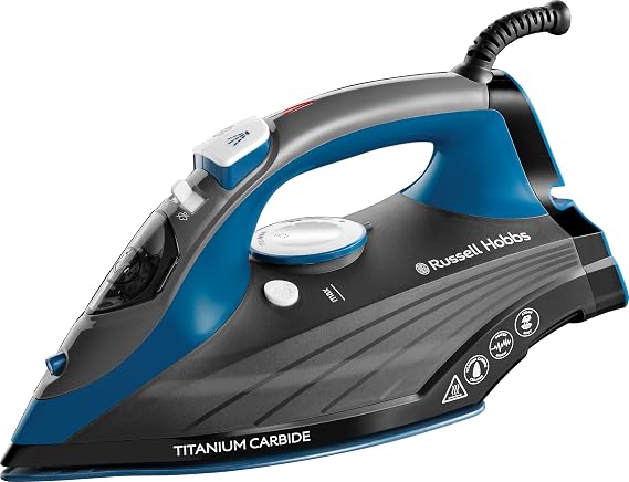 Russell Hobbs Titanium Carbide Steam Iron, 2600W, Ceramic Soleplate, 27090