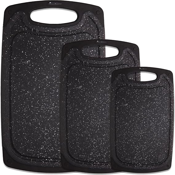 Cutting Boards for Kitchen, Large-Small Cutting Board Set of 3, Dishwasher Safe, Juice Groove, Easy Grip Handle, Non-Slip Rubber Cutting Board
