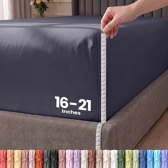 Utopia Bedding Queen Fitted Sheet - Extra Deep Pocket - 21 Inch Deep Pocket - Soft Microfiber -Shrinkage and Fade Resistant-Easy Care -1 Fitted Sheet Only (Grey)