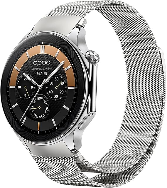 GIOPUEY Bands Compatible with OnePlus Watch 3/2/2R, Stainless Steel Braided Bracelet [Wear-Resistant] Bracelet - Silver