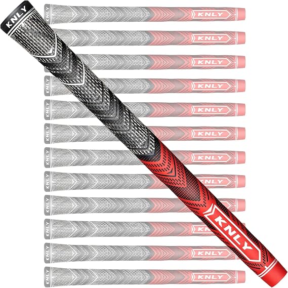 KNLY Mate Pro Golf Grips, 13 Pack Multi-Compound, All-Weather Standard/Mid Size Hybrid Golf Club Grips, 5 Color Options