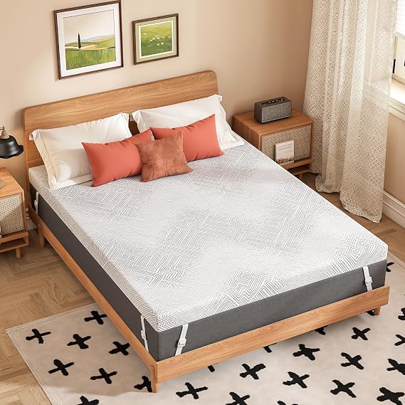 Gel Memory Foam Mattress Topper,Pain Relief,Small Double 120x190x10cm,White