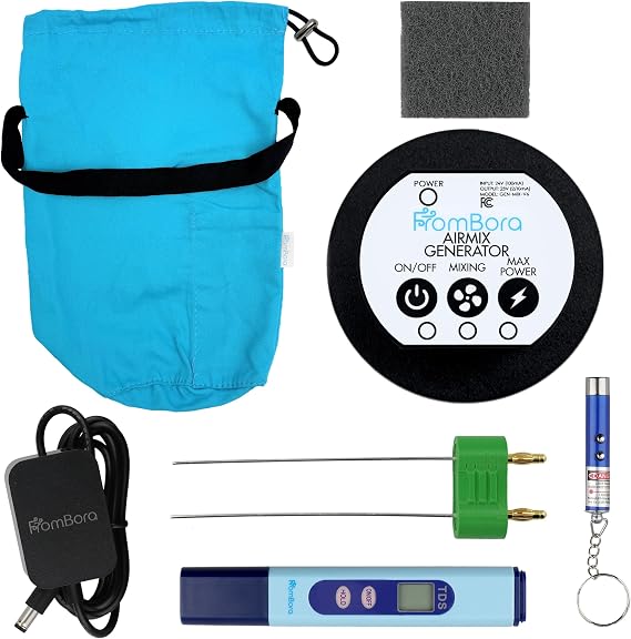 AirMix Colloidal Silver Generator Kit with Auto-Stirring – 99.99% Pure Silver Rods – TDS Meter & Travel Bag – Constant Current