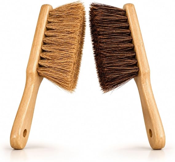 Hand Brush Set 2 Pack Soft Coco & Hard Bassine Bristle Wooden Handles