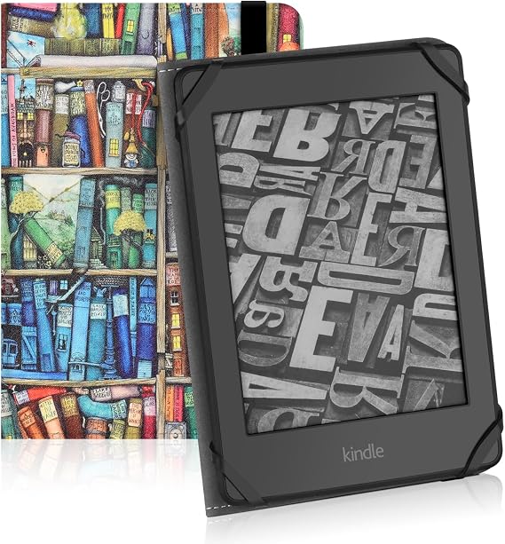 DaFong ユニバーサルケース 6インチ電子書籍リーダータブレット用、ハンドストラップ付き軽量PUレザーカバー、6インチ用、Kobo/Voyaga/Sony/Tolino/Nook/手帳電子書籍タブレット、本棚。