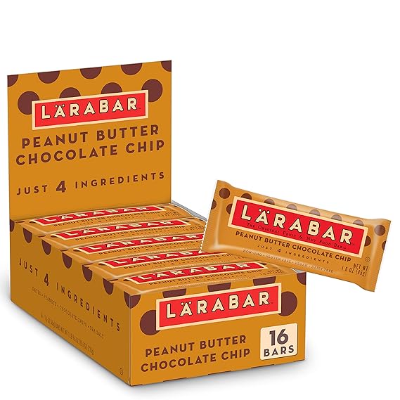 Larabar Peanut Butter Chocolate Chip, Fruit and Nut Bars, Gluten Free and Vegan, 16 Ct, 25.6 oz