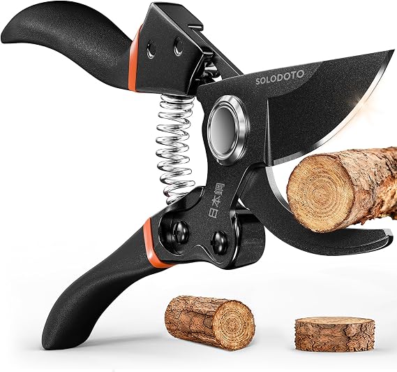 Bypass Garden Secateurs with Japanese SK5 Blade, Precision Ground for Clean Cuts, Pruning Shears Optimised Leverage Effortless Cutting, Heavy Duty Garden Pruners for Roses, Branches & Plants