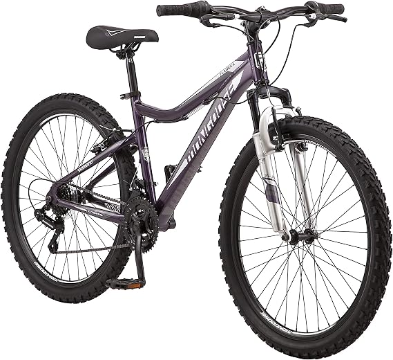 Mongoose Flat Lock 21-Speed Hardtail Mountain Bike, 24-29" Wheels, Men, Women, Boys, Girls, Front Suspension, 14.5"-18" Aluminum Frame Options