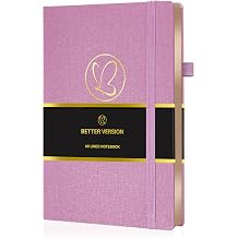 A5 Linen Ruled Notebook Journal | 120gsm Thick Paper | Gold-Edged Hardcover with Pen Holder | Lined Journal for Work, Writing & Gifting - Rose Pink