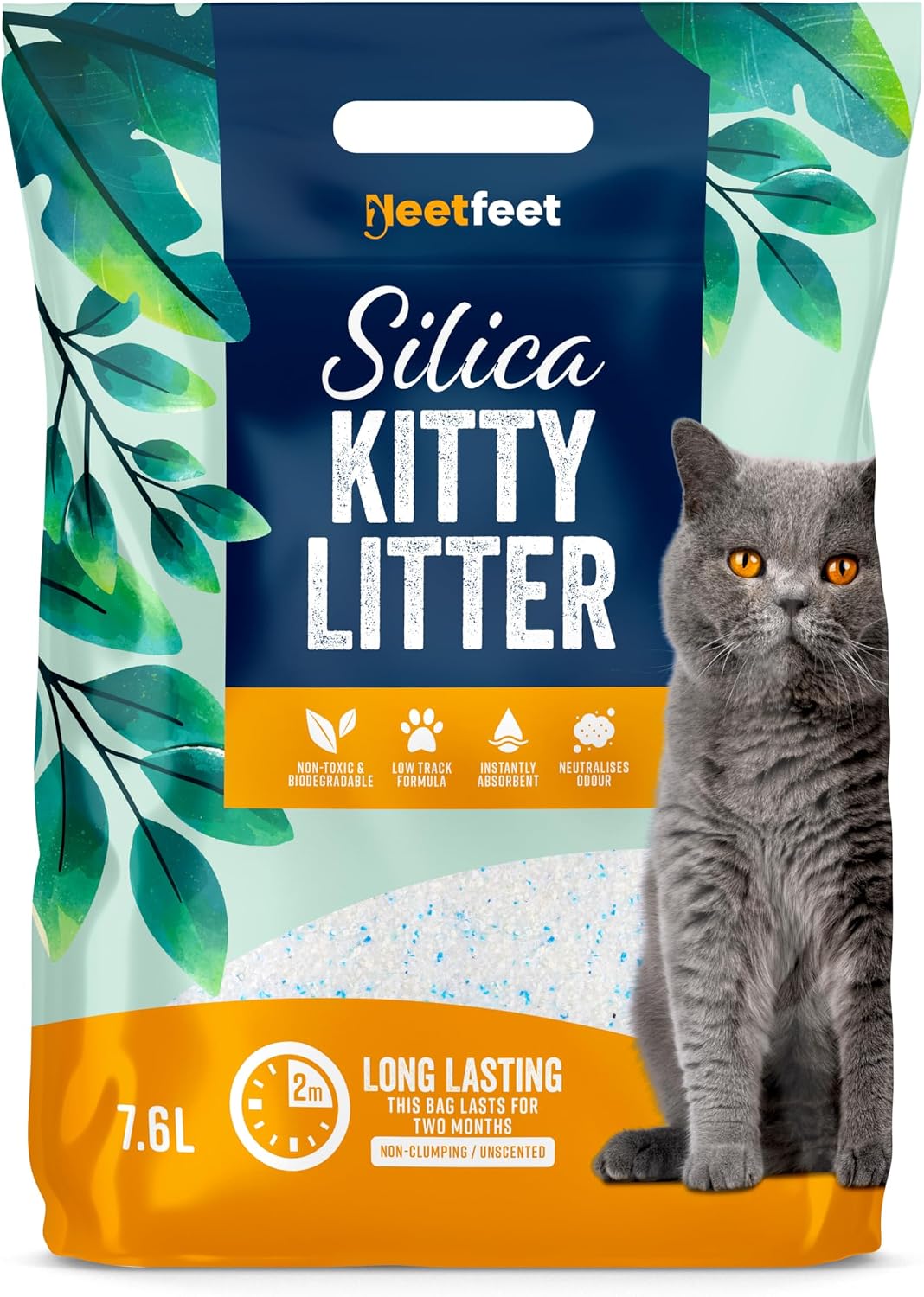 Natural Silica Cat Litter Crystals Cat Kitten Litter 7.6L | Pure Gel Crystal | Ultra Absorbent | Effective Odour Control | No Dust | Ultra Hygienic | Biodegradable