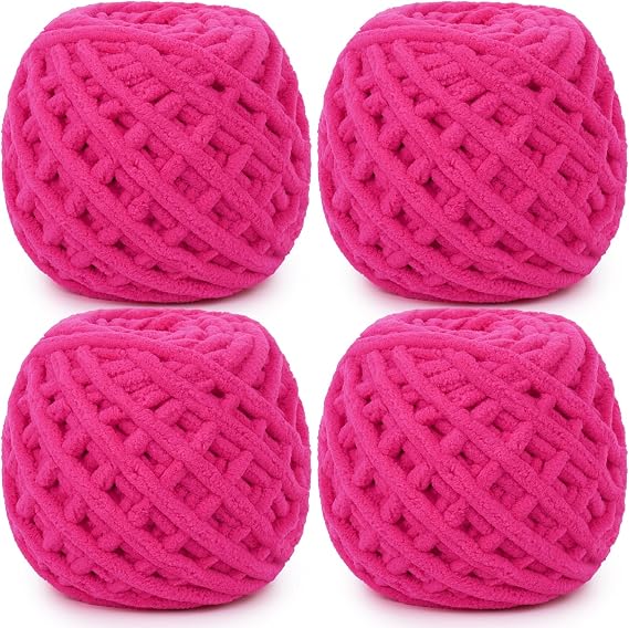 Aeelike Chunky Yarn 400g, Chunky Wool for Hand Knitting & Crochet, Rose Red