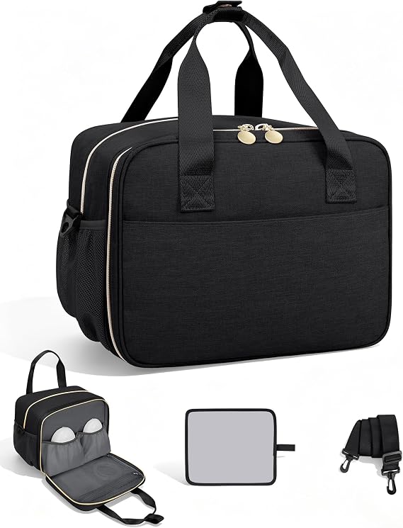OCKLILY Wearable Breast Pump Bag, Breast Milk Cooler Bags with with Insulated Compartment & Waterproof Mat, Pumping Bag Compatible with Momcozy, Medela, Willow and Elvie Pumps, Black