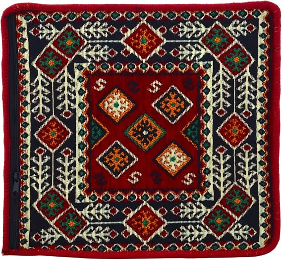Dekoratif Otantik Çift Taraflı Fermuarlı Kilim Şark Köşesi Minder Kılıfı (40cmx41cm) Mod5