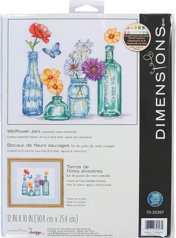 Dimensions Counted Cross Stitch Kit: Wildflower Jars