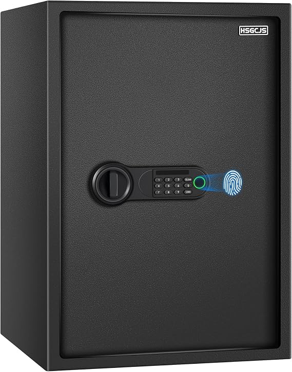 HSGCJS 68L Large Fingerprint Home Safe with Keypad & LED Light, 41×36×58cm