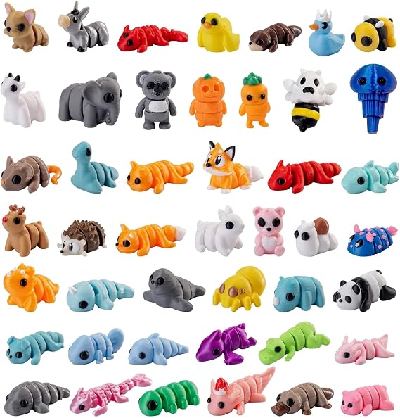 30Pcs Mini 3D Printed Animals Figures Set Articulated Fidget Toys Flexible Animal Desk Pets for Party Favors Classroom Rewards Goodie Bag Stuffers