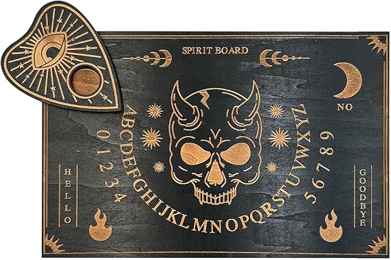 Ouija Spirit Board - Wooden Decision Maker, Message Planchet Board with Letters and Numbers | Mystic Spirit Game Board, Gothic Party Decoration, Divination Gift for Boys, Girls, Boys, Friends