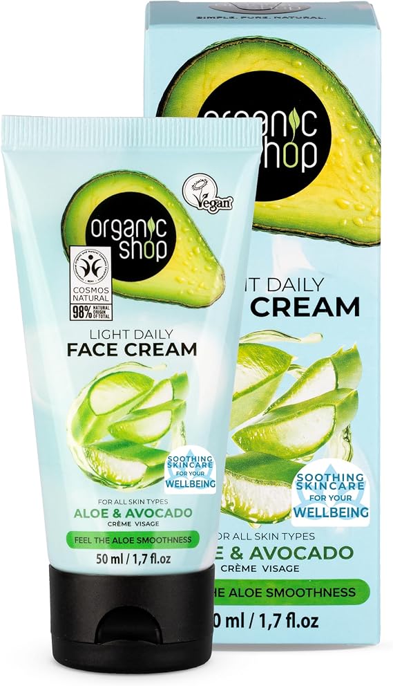 Organic Shop Avocado and Aloe Skincare Light Daily Face Cream, 50 ml