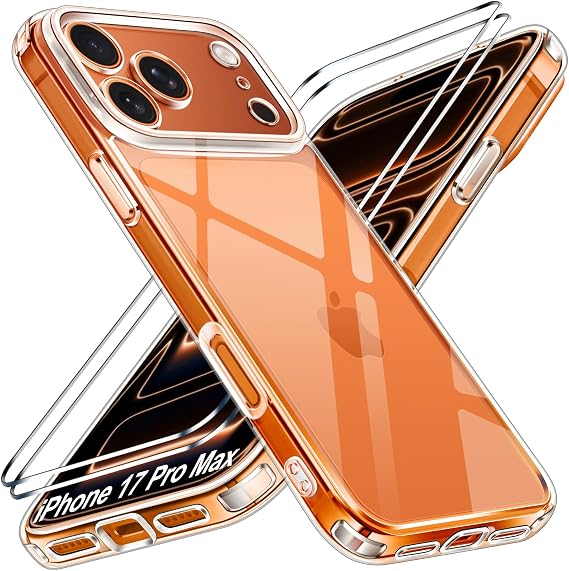 ivoler Clear Case for iPhone 17 Pro Max, Full Camera Protection + 2 Screen Protectors, Slim Military-Grade Shockproof, Anti-Yellowing Phone Cover- Clear