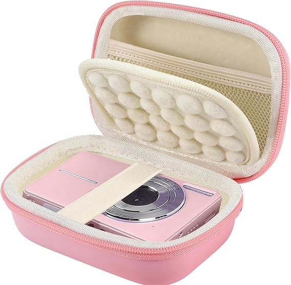 Leayjeen Digital Camera Case, Compatible with IXNAIQY/Kodak PIXPRO FZ45/FZ55/Taichaeu/EJXHKNF, EVA Hard Carrying Bag with Inner Pocket (Case Only) Pink