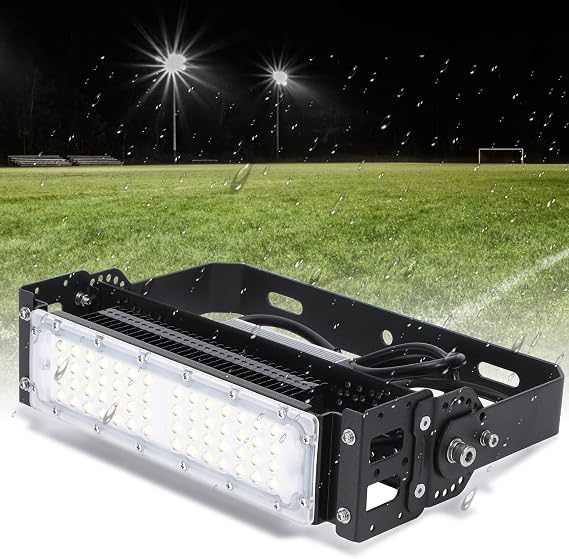LED Stadium Light 50W Flood Light 6500LM 6500K AC100-265V Stadium Flood Light IP66 Waterproof Lighting Fixture for Stadium, Playground, Dock, Square, Outdoor Area Lighting [Energy Class A]