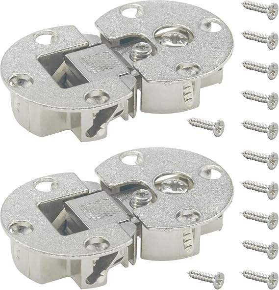 2 PCS 90 Degree Page Turning Axis Cabinet Door Hidden Hinges with Installation Screws