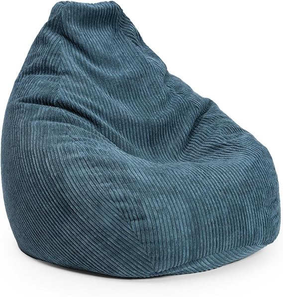 Lumaland Gaming Bean Bag XXL Made of Corduroy Gaming Chair for Adults and Teenagers Comfortable Bean Bag 135 x 100 cm Dark Blue