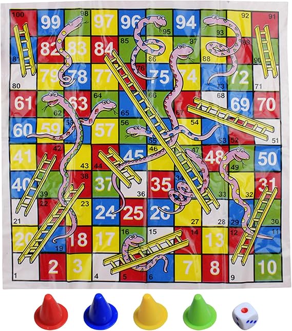 Snakes Ladders Board Game Folding Portable Lightweight Classic Fun Board