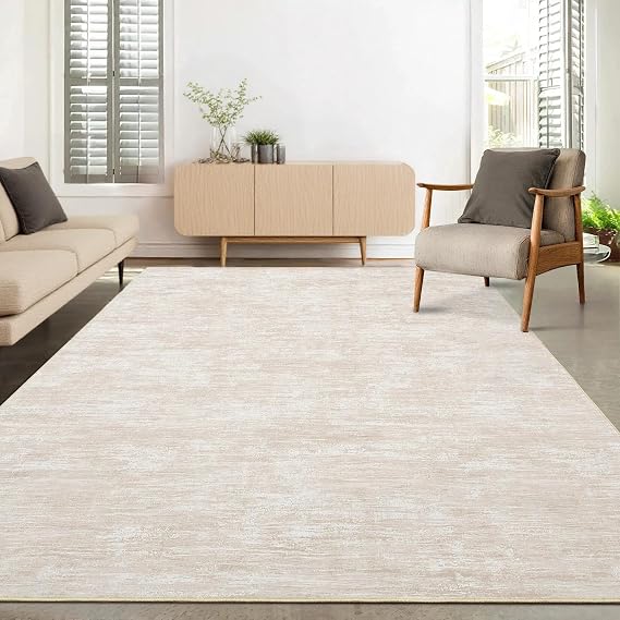 Modern Rug Living Room 160x230 cm Solid Low-Pile Washable Beige