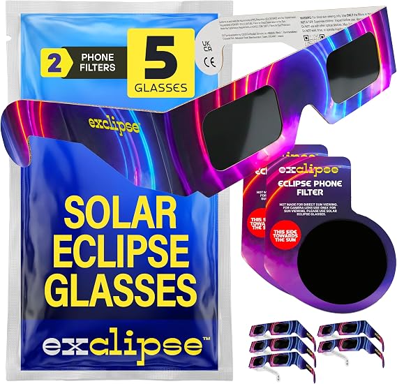 exclipse Solar Eclipse Glasses – ISO 12312-2 & CE & UKCA Certified Safe Sun Viewing Glasses, Direct Solar Observation, AAS 2026, Bulk Pack