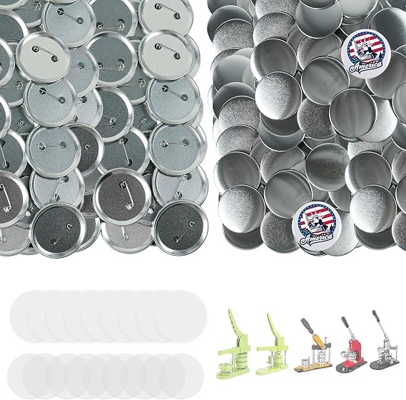 800 PCS Button Maker Supplies, 58mm / 2.28 inch Button Supplies Button Parts, (Approx. 2.25 inch) Metal Blank Button Badge Parts with Blank Paper for Button Maker Machine Pin Maker Badge Button Press