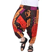 Whitewhale Men's Cotton Solid Harem Pants Yoga Trousers Hippie Pant