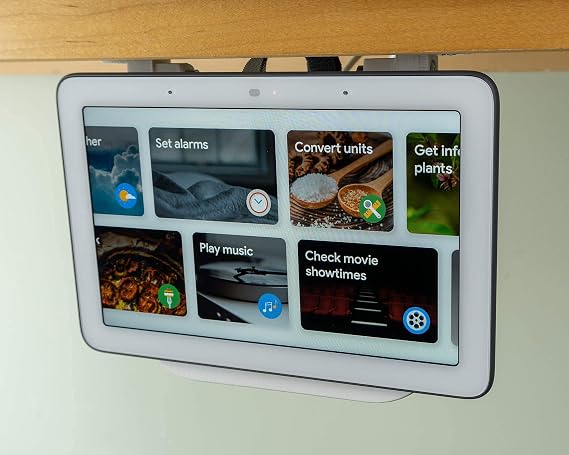 Google Nest Hub Home Kitchen Under Cabinet Mounting Bracket, All Hardware Included (White)