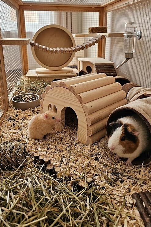Hamster Evi Doğal Ahşap El Yapımı Hamster Yuvası