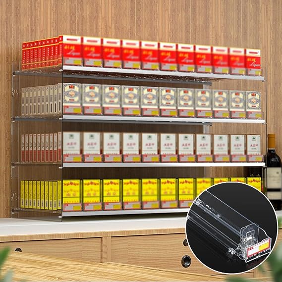 Generico Şeffaf Akrilik Sigara Teşhir Standı - Duvara ve Tezgaha Monte, Otomatik İtme Sistemli Ticari Raf, Pazarlar ve Mağazalar için İdeal (Boyut: 38,5 x 29 x