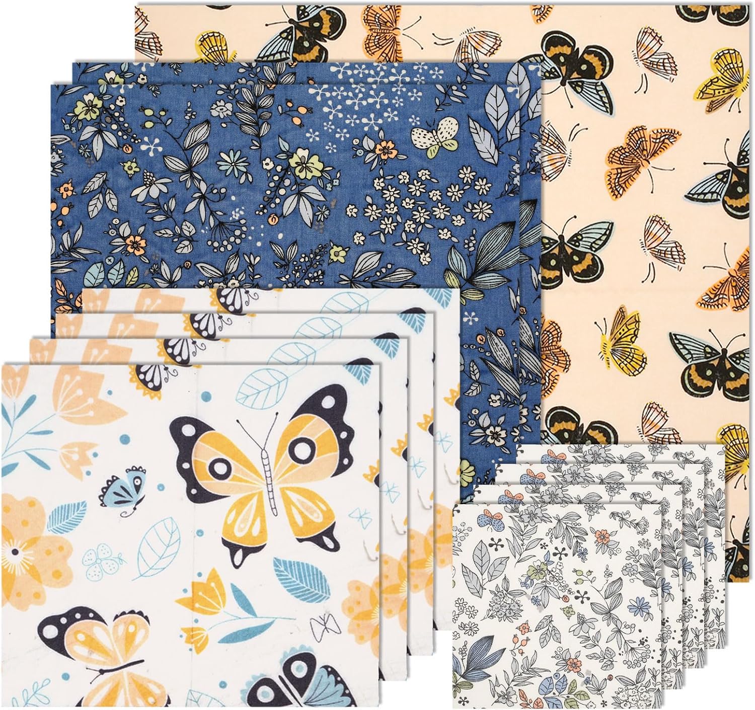 11 Pcs Beeswax Food Wraps Set,Reusable Beeswax Wraps Storage Bees Wrap Paper for Bread Sandwich Organic Cotton for Cheese Fruit Vegetable