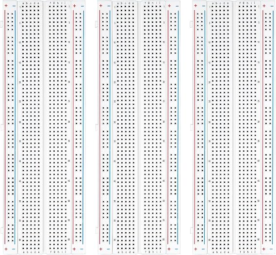 ELEGOO 3 Pieces Breadboard with 830 Points MB-1 Solderless Prototype Plate